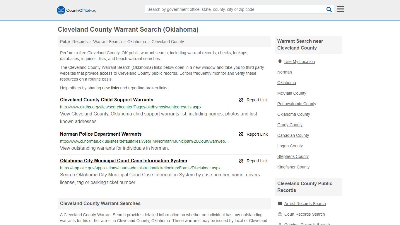 Warrant Search - Cleveland County, OK (Warrant Checks & Lookups)