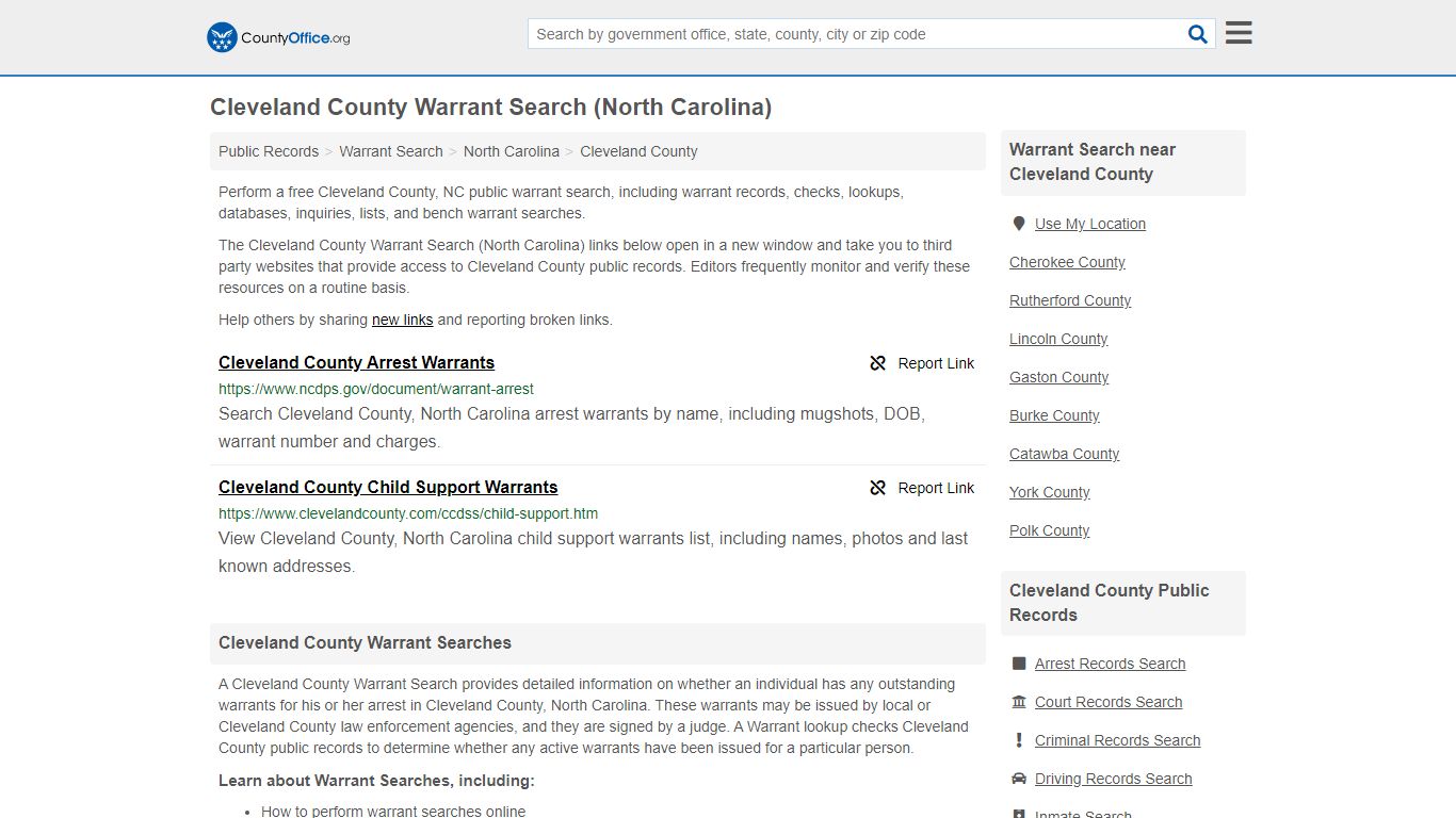 Warrant Search - Cleveland County, NC (Warrant Checks & Lookups)