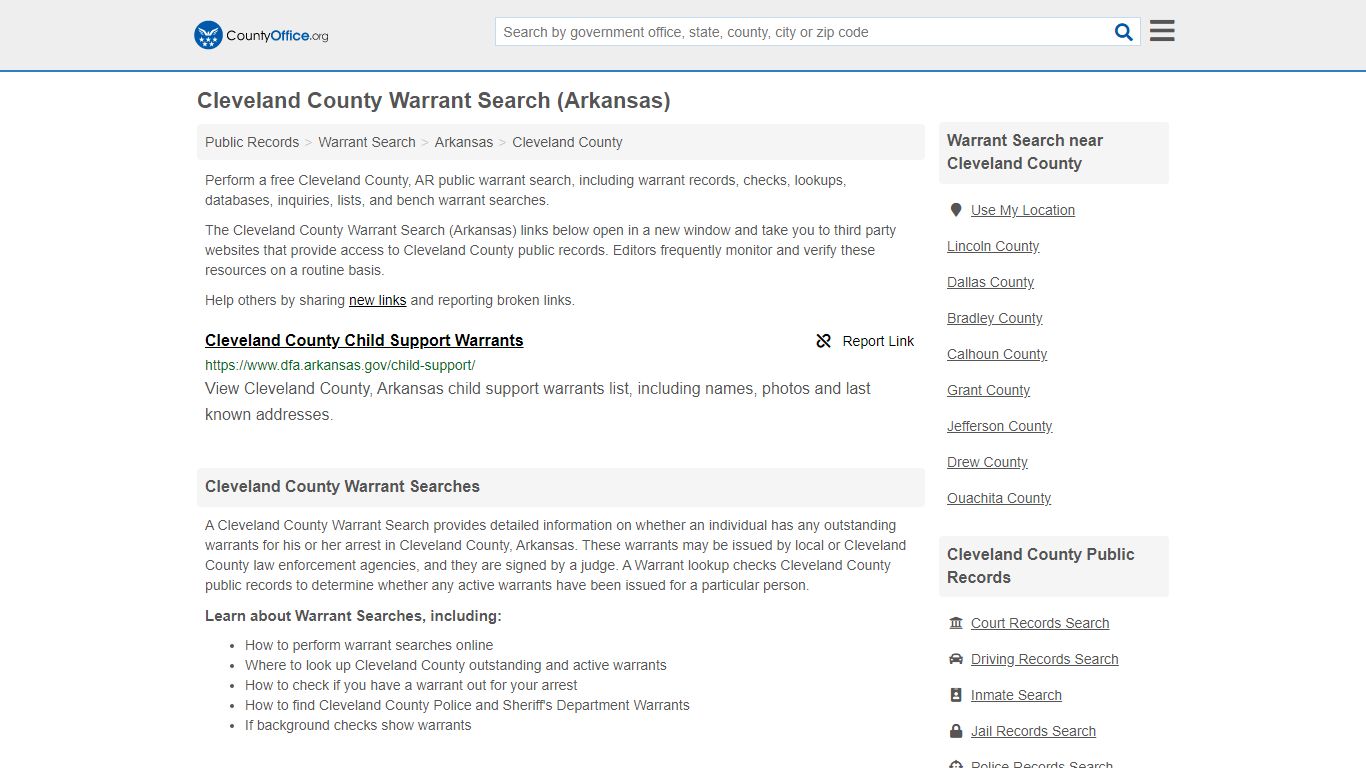 Warrant Search - Cleveland County, AR (Warrant Checks & Lookups)